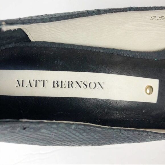 Matt Bernson Python Snake Embossed Pointy Toe Heels Pump Black charcoal 9.5 - Picture 10 of 16